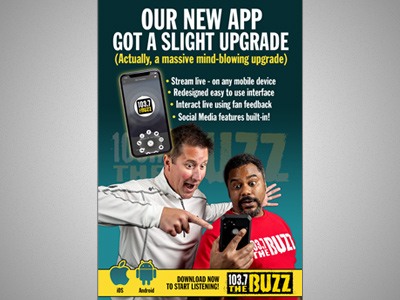 Magazine ad artwork for 103.7 The Buzz